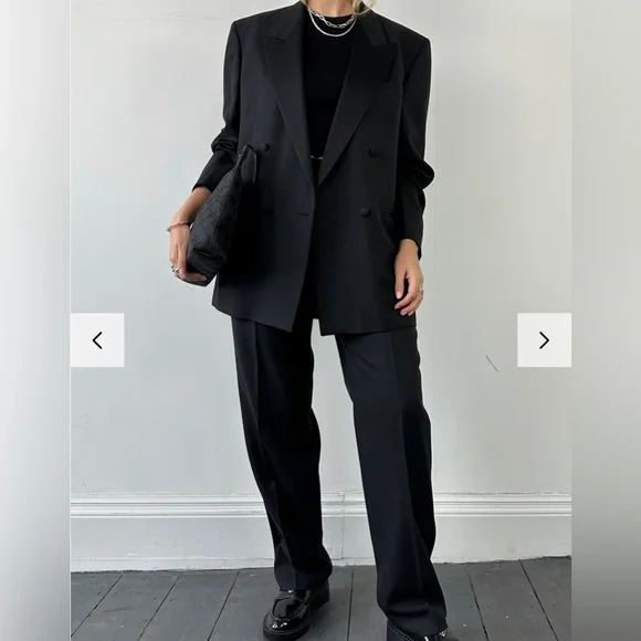 Vintage Christian Dior Monsieur Tuxedo Double Breasted Wool Blazer Jacket. Black - Picture 2 of 7